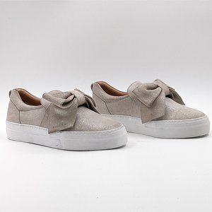 Buscemi Wmn Low Tops With Bow Tie Glitter Beige Platform Sneakers 9.5US EUR39.5